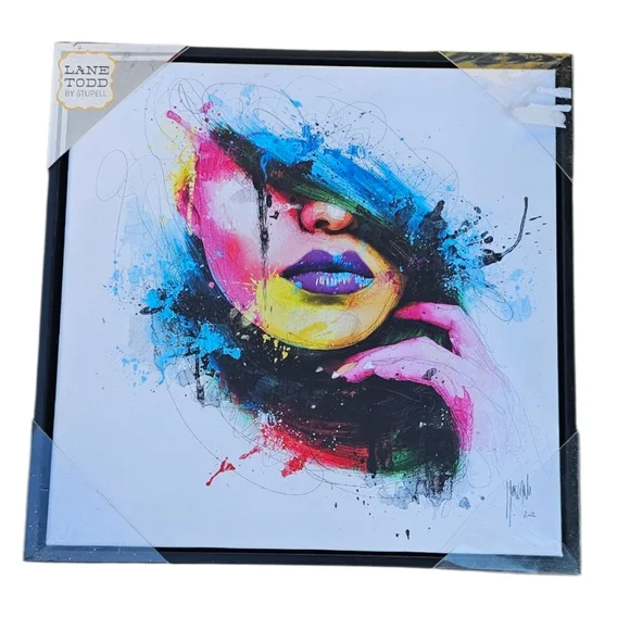 Lane Todd by Stupell - Colorful Vibrant Abstract Portrait Art Canvas Faux Wood - Picture 1 of 10